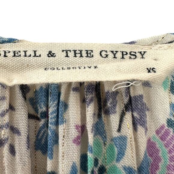 Spell & The Gypsy Flora Boho Mini Dress Purple Border XS - Picture 3 of 10